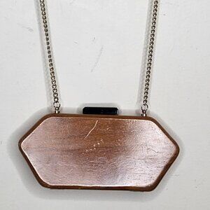 French Connection Unique Wooden Geometric Shoulder Bag Purse Retro 70's Boho